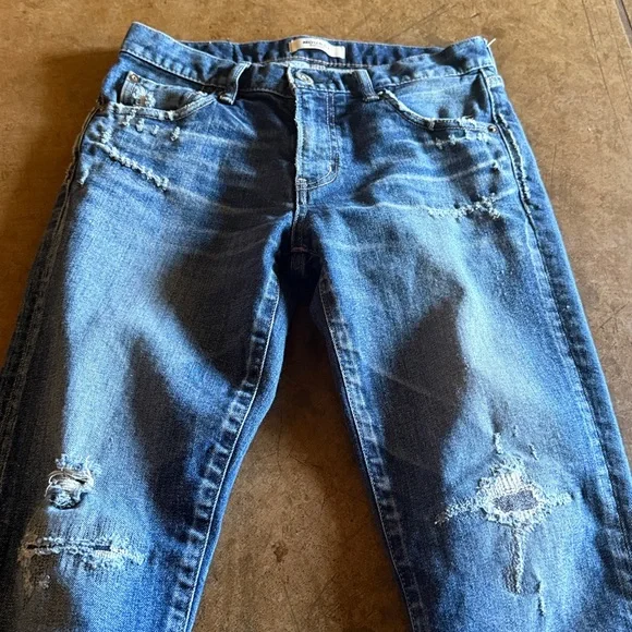 MOUSSY VINTAGEBRIDGEVILLE SLIM STRAIGHT distressed jeans XS